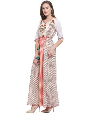 White Multi Hand Block Print Maxi Dress 2