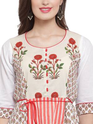 White Multi Hand Block Print Maxi Dress 5