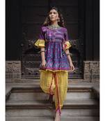 Deep Purple khadi embroidered kedia and tulip pants
