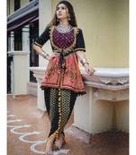 Black long unique khaid kedia with maharano yoke and pants set