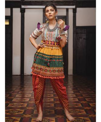Banjaran yoke and flair in harmony with shell lace kedia set 1