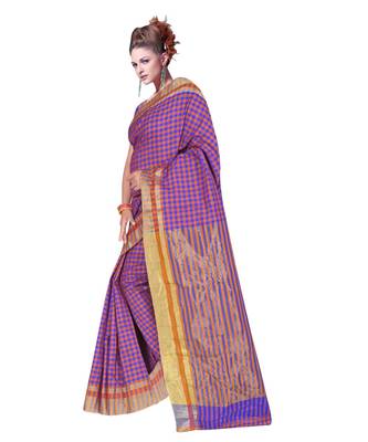 purple woven cotton saree with blouse 2