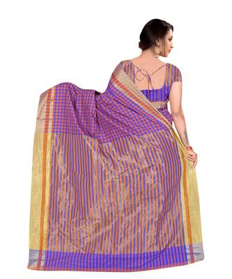 purple woven cotton saree with blouse 3