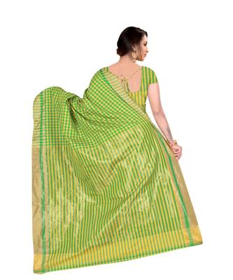 green woven cotton saree with blouse 3