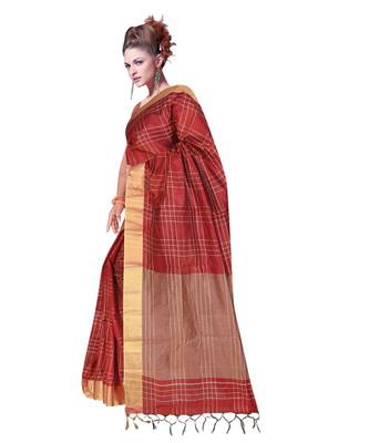 red woven cotton saree with blouse 2