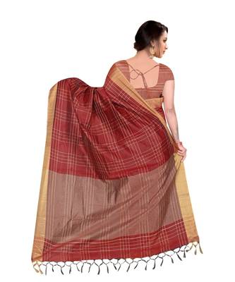 red woven cotton saree with blouse 3