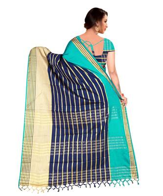 multicolor woven cotton saree with blouse 3