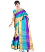 multicolor woven cotton saree with blouse