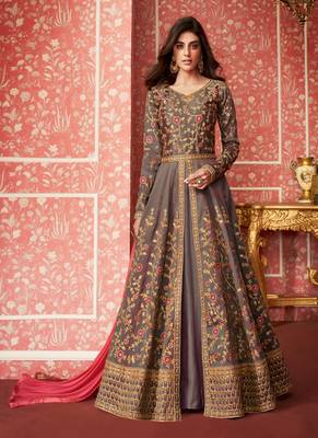 Grey embroidered silk salwar 1