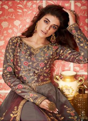 Grey embroidered silk salwar 2