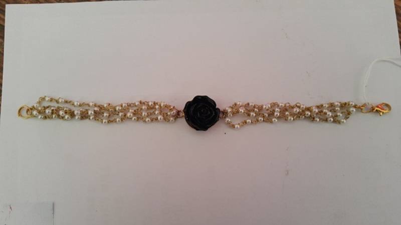 Black Coral Rose Pearl Bracelet