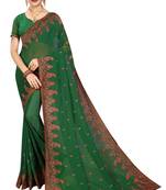Green embroidered georgette saree with blouse