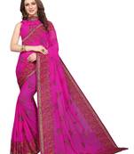 Rani pink embroidered georgette saree with blouse