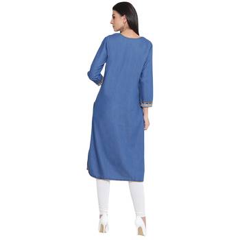 Blue plain denim kurtas-and-kurtis 2