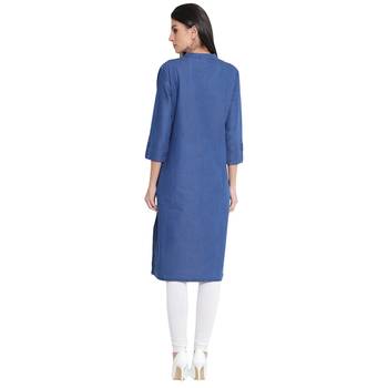 Blue plain denim kurtas-and-kurtis 2
