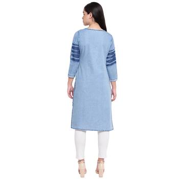 Blue plain denim kurtas-and-kurtis 2