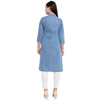 Blue plain denim kurtas-and-kurtis 2