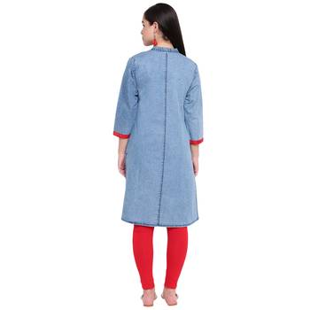 Blue plain denim kurtas-and-kurtis 2