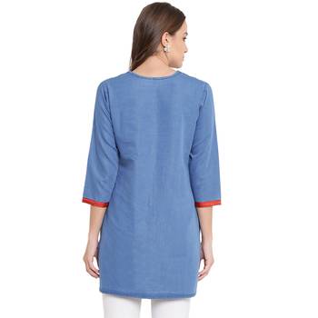 Blue plain denim kurtas-and-kurtis 2