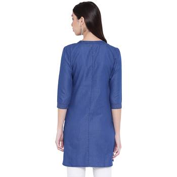 Blue printed denim kurtas-and-kurtis 2
