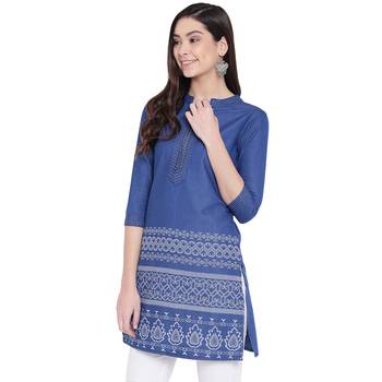 Blue printed denim kurtas-and-kurtis 3