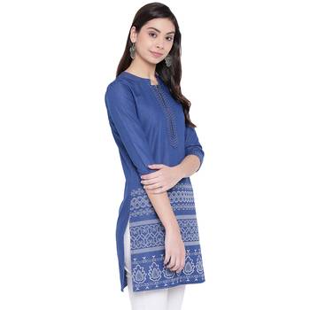 Blue printed denim kurtas-and-kurtis 4