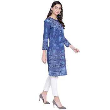 Blue printed denim kurtas-and-kurtis 4