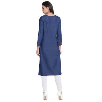 Blue plain denim kurtas-and-kurtis 2