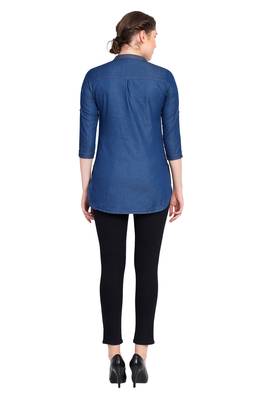 Blue plain denim kurtas-and-kurtis 2
