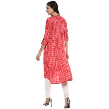 rayon red A  line kurti 1