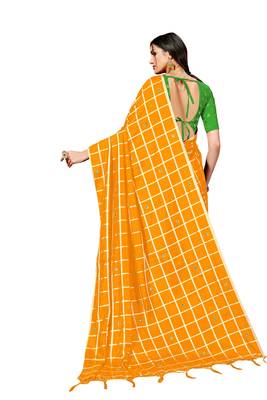 Mustard woven art silk saree with blouse 2