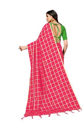 Pink woven art silk saree with blouse 2