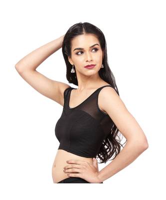 Black Shimmer Non-Padded Designer Ready Made Saree Blouse 2