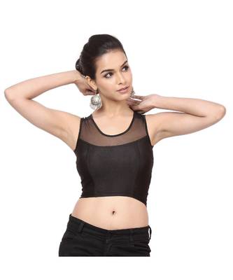 Black Shimmer Non-Padded Designer Ready Made Saree Blouse 1