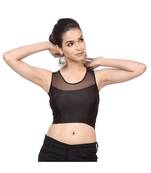 Black Shimmer Non-Padded Designer Ready Made Saree Blouse