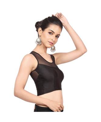 Black Shimmer Non-Padded Designer Ready Made Saree Blouse 3