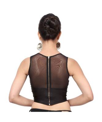 Black Shimmer Non-Padded Designer Ready Made Saree Blouse 4