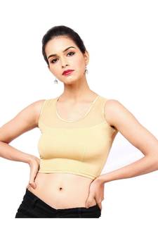 Golden Shimmer Non-Padded Designer Ready Made Saree Blouse