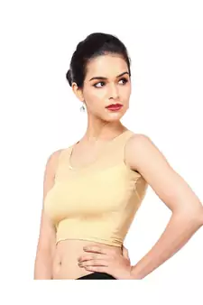 Golden Shimmer Non-Padded Designer Ready Made Saree Blouse