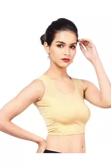 Golden Shimmer Non-Padded Designer Ready Made Saree Blouse