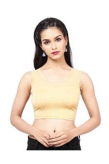 Light Golden Shimmer Non-Padded Designer Ready Made Saree Blouse