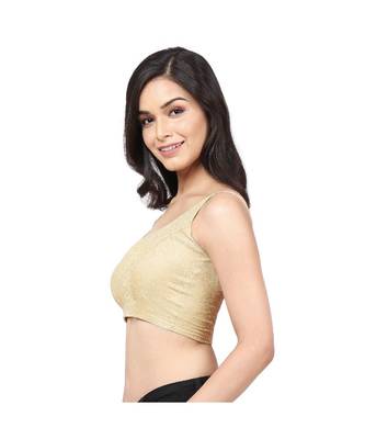 Golden Lycra Shimmer Non-Padded Designer Ready Made Saree Blouse 2