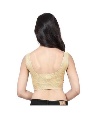 Golden Lycra Shimmer Non-Padded Designer Ready Made Saree Blouse 4