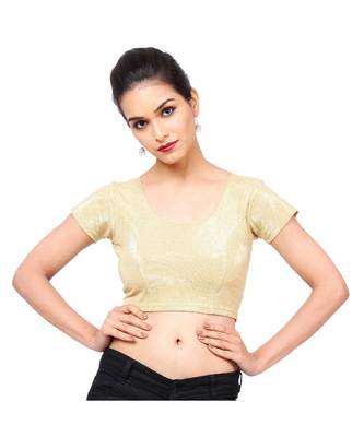 Golden Lycra Shimmer Non-Padded Designer Ready Made Saree Blouse 1