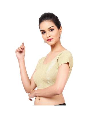 Golden Lycra Shimmer Non-Padded Designer Ready Made Saree Blouse 2
