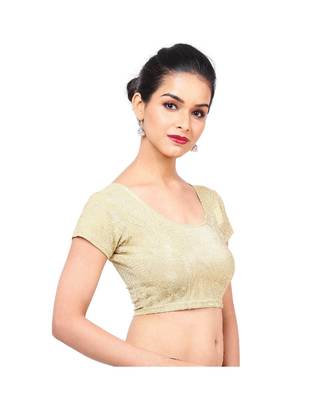 Golden Lycra Shimmer Non-Padded Designer Ready Made Saree Blouse 3