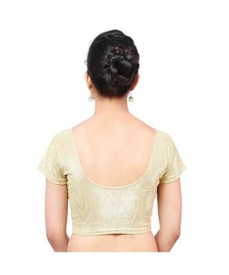 Golden Lycra Shimmer Non-Padded Designer Ready Made Saree Blouse 4