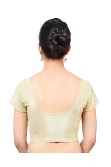 Golden Lycra Shimmer Non-Padded Designer Ready Made Saree Blouse