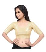 Golden Lycra Shimmer Non-Padded Designer Ready Made Saree Blouse