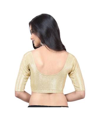 Golden Lycra Shimmer Non-Padded Designer Ready Made Saree Blouse 4